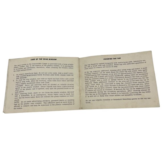1962 GM Convertible Coupe Folding Power Top Operation & Care Manual Vintage Car - Picture 9 of 9